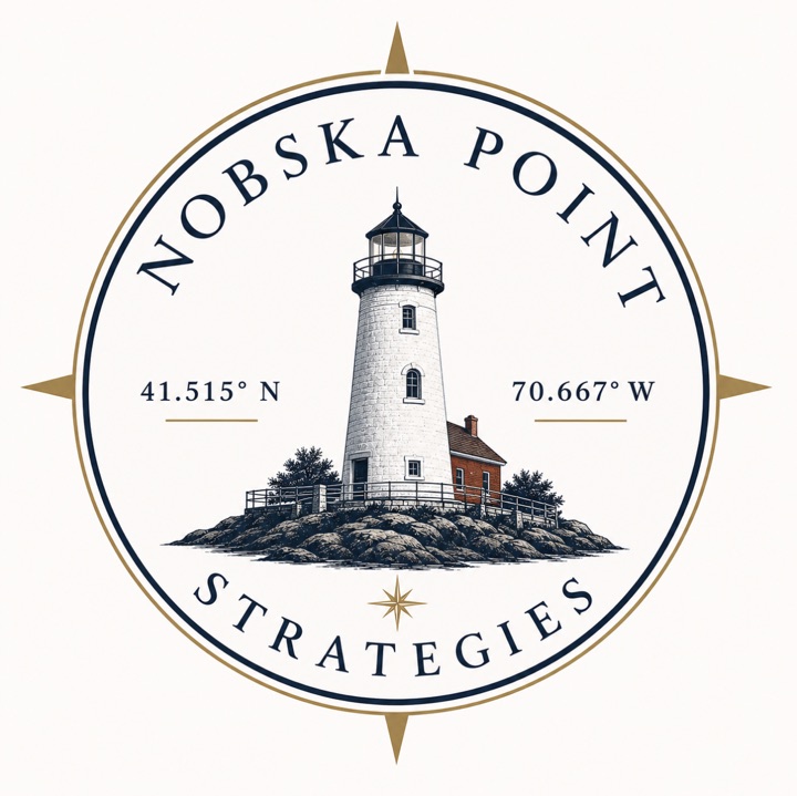 Nobska Point Strategies emblem: a lighthouse at 41.515° N, 70.667° W